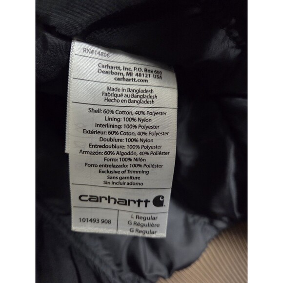 Carhartt Jacket Mens Large Brown Hooded Canvas Quick Duck Full Zip Workwear Coat - Picture 15 of 15